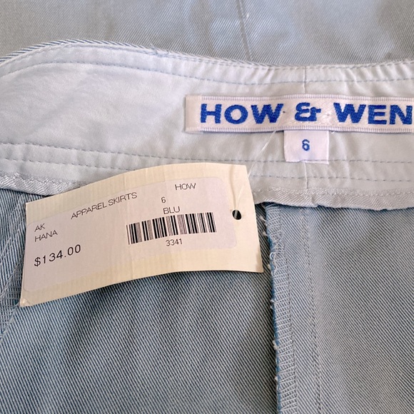 NWT How & Wen Light Blue Chambray A-Line Skirt Size 6 - Picture 5 of 7